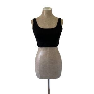 CRZ YOGA Black Square Neck Athletic Sports Bra Medium